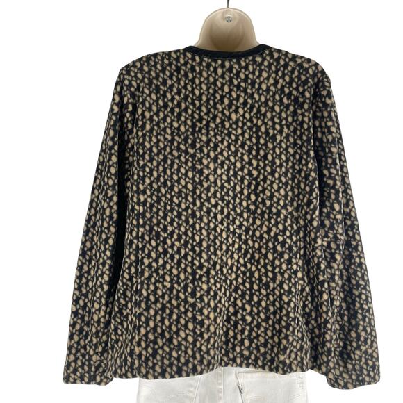 Bob Mackie Fleece Printed Front Zip Long Sleeve Jacket Artsy Brown Size L - Picture 6 of 8